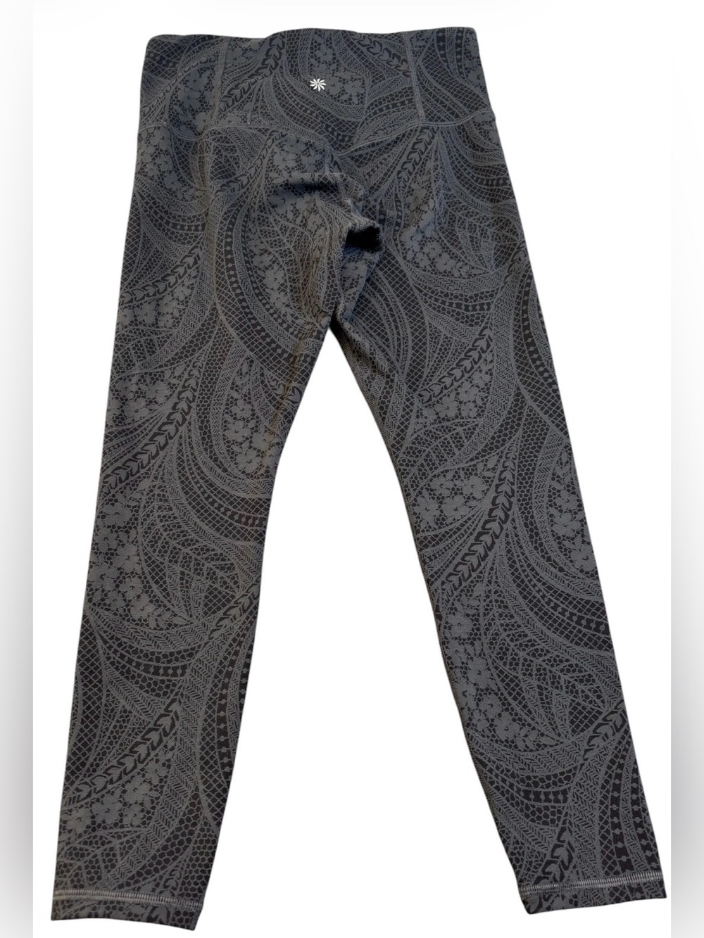 Athleta Elation Textured Tight Leggings Gray Floral Lace Jacquard Size S 7/8 - Picture 2 of 11